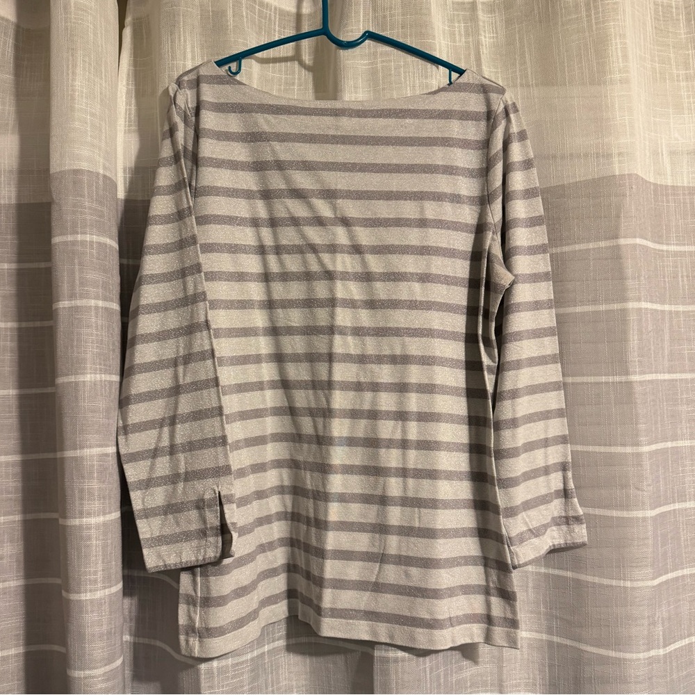 Banana Republic Gray Striped Long Sleeve Top